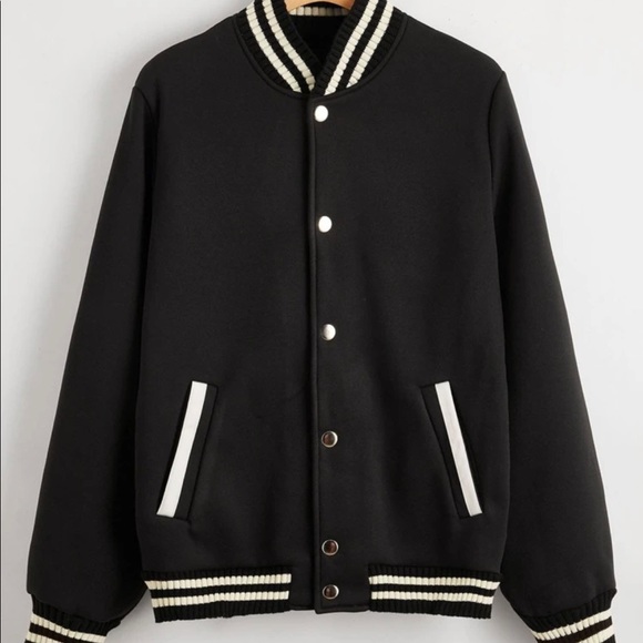 SHEIN Jackets & Blazers - Striped Button Up Baseball Bomber Jacket from SHEIN